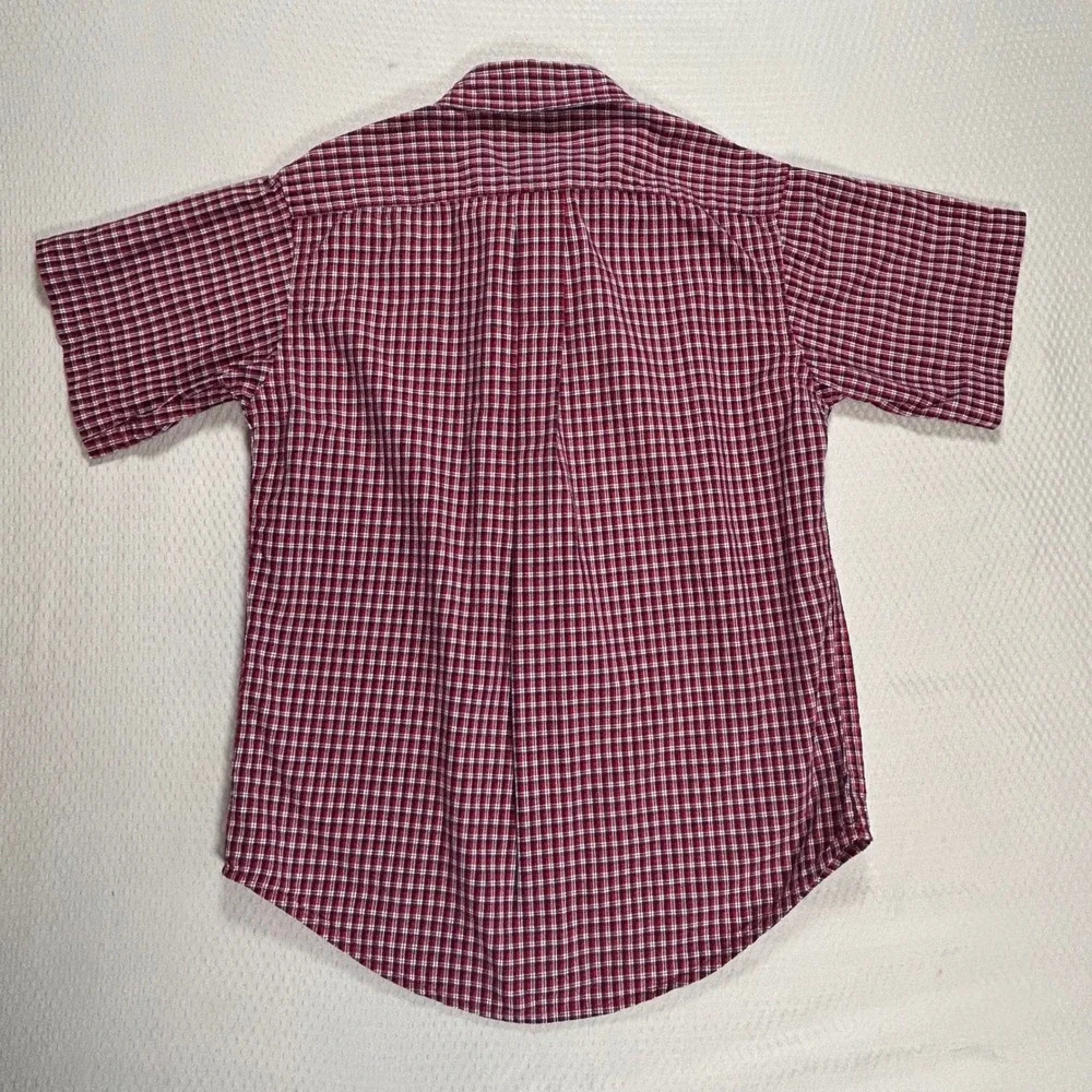 Ralph Lauren Boys 7 Red White Blue Plaid Short Sleeve Button Down Shirt Preppy
